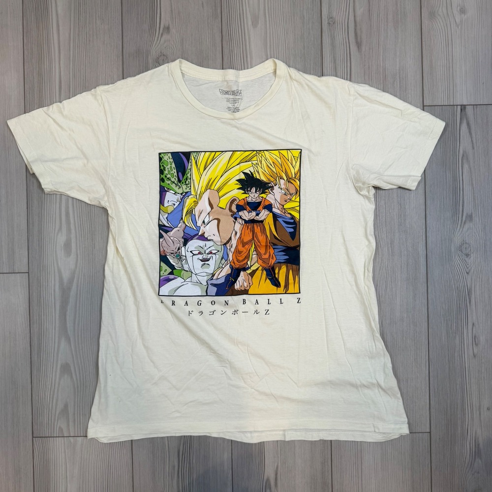 Dragon Ball Z Graphic Tee Cream Goku Frieza Cell Anime Shirt Mens Large